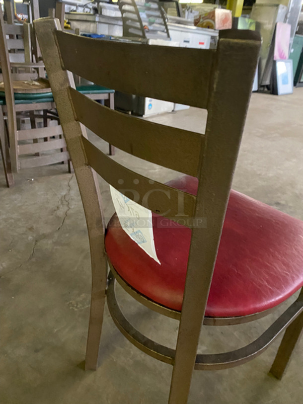 Red Cushioned Chairs! With Brown Metal Body! 4x Your Bid! - Image 6 of 7