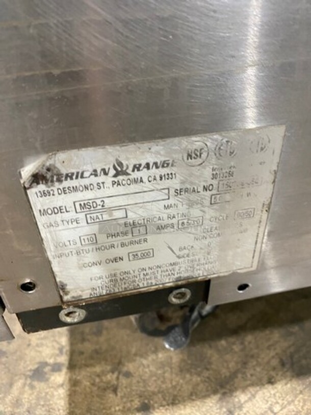American Range Commercial Natural Gas Powered Double Deck Convection Oven! With Solid Doors! All Stainless Steel! On Casters! 2x Your Bid Makes One Unit! Model: MSD2 SN: 150708080 - Image 8 of 10