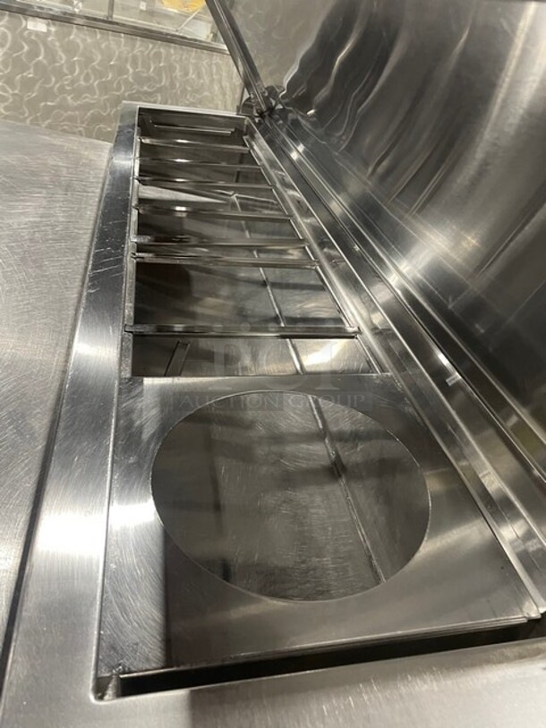 Marsal All Stainless Steel 72 Inch Refrigerated Pizza Prep Table Station! On Casters! Remote Compressor/No Compressor! 115V! Model: BM72R SN: 1961! - Image 8 of 10