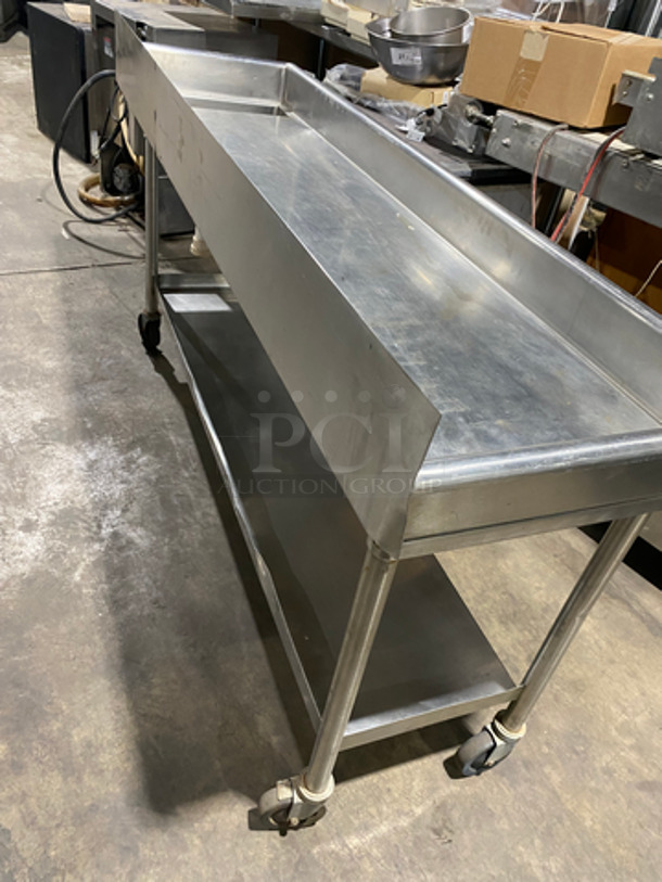 NICE! American Metal Commercial Dish/ Prep Wash Bin! With Back Splash! With Storage Space Underneath! Solid Stainless Steel! On Casters! - Image 10 of 12