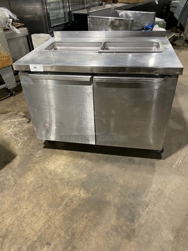 Continental Commercial Refrigerated Sandwich Prep Table! With 2 Door Underneath Storage Space! All Stainless Steel! On Casters! Model: SW4812 SN: 15684925 115V 60HZ 1 Phase