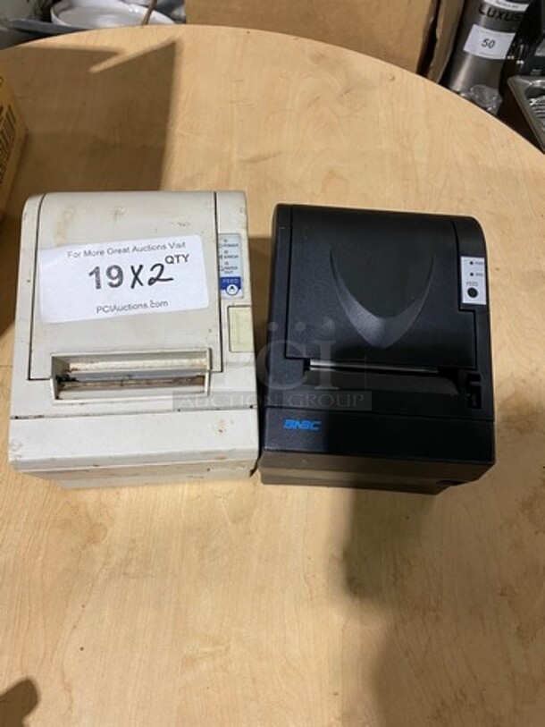 SNBC And Epson Countertop Thermal Receipt Printer! 2x Your Bid! Model: BTP2002NP SN: 0712350942, Model: M129C SN: D6JG009736