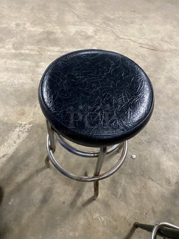 ALL ONE MONEY! Assorted Style Black Cushioned Bar Height Chairs! Some With Cushioned Back Support! All With Footrest! - Image 5 of 6