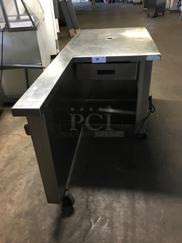 WOW! Stainless Steel Cashiers Counter! With Single Drawer! On Casters! Model: SCS44 SN: 100171401M 120V 60HZ 1 Phase