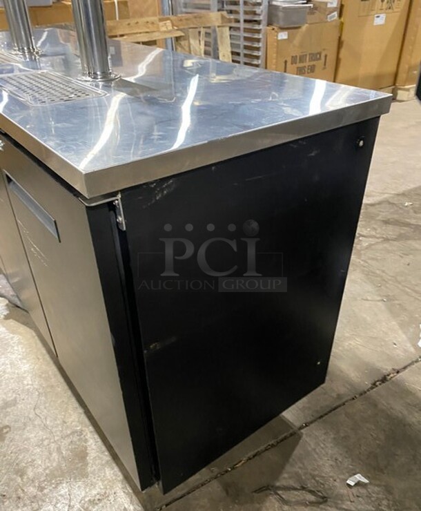 NICE! Avantco Commercial Refrigerated Dual Tower Kegerator! With Towers! With 3 Door Storage Space Underneath! Poly Coated Racks! Model: 178UDD378 SN:6436334321083606 115V  - Image 3 of 10