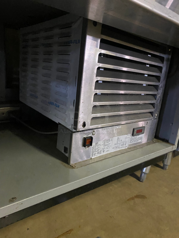 AMAZING! Duke Stainless Steel Commercial Subway Prep Line w/ Lowering Sneeze Guards. (1) Hot Well, (2) Refrigerated Prep Tables, (1) Point of Sale Station, 4 In Counter Cup Dispensers, (4) Chip Merchandisers, Credit Card Machine Mount and Rear Lower Dry Storage. Separates Into 4 Pieces! Model: SWD70060FLM SN: 10100312 120V 60HZ 1 Phase, Model: SWH70025FLM SN: 09103602 120V 60HZ 1 Phase, Model: SUBCPTC60M SN: 10100174 120V 60HZ 1 Phase - Image 11 of 12
