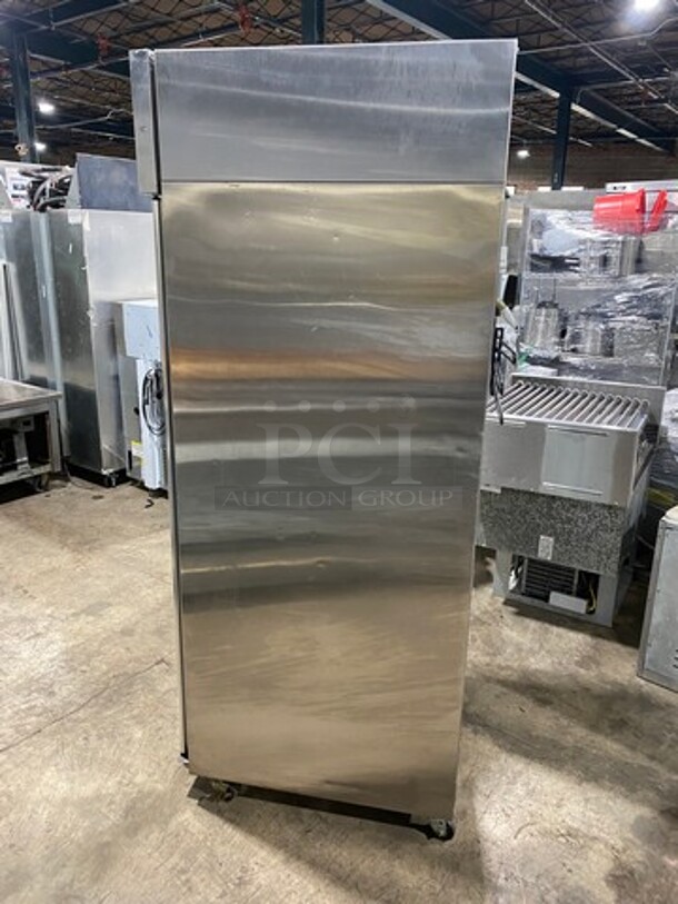 Hoshizaki Commercial Single Door Reach In Cooler! With View Through Door! Poly Coated Racks! Stainless Steel Body! On Casters! Model: CR1SFGECR SN: H50248E 115V 60HZ 1 Phase - Image 2 of 9