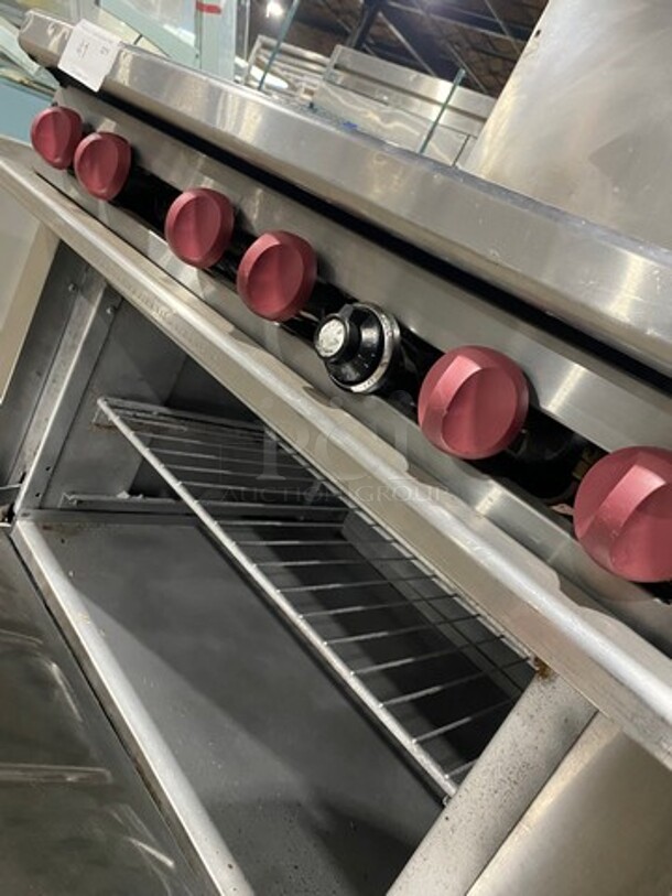 Therma Tek Commercial Natural Gas Powered 6 Burner Stove! With Raised Back Splash! With Oven Underneath! All Stainless Steel! On Legs! - Image 8 of 10