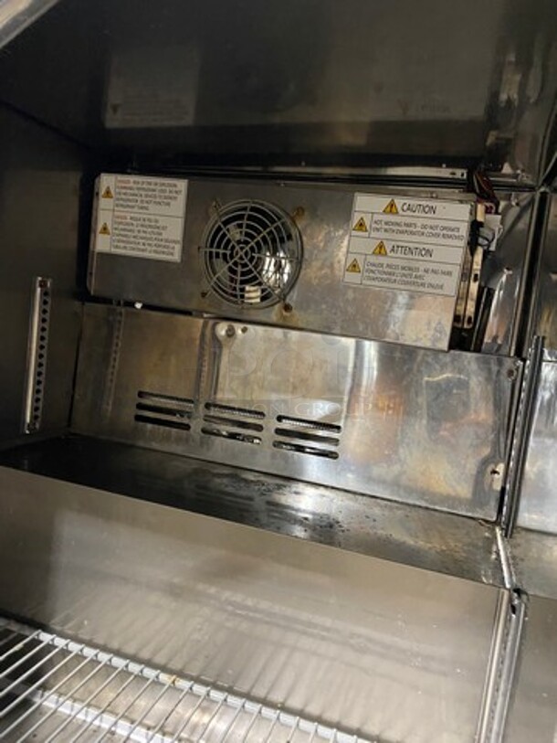 Turbo Air Commercial Single Door Lowboy/ Worktop Freezer! With Poly Coated Rack! With Plexi Glass! All Stainless Steel! On Legs! (Measurements Are Without Plexi Glass!) Model: MUF28N SN: H2K9U2FC631S 115V 60HZ 1 Phase - Image 6 of 8