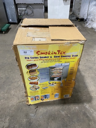 BRAND NEW IN THE BOX! Smokin Tex Electric Powered Insulated Pro Series Smoker/Slow Cooking Oven! Model 1400! SN: 140014908064 Real Wood Flavor! 110V 1 Phase! On Casters!
