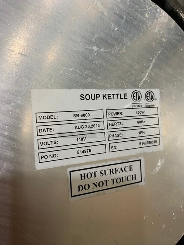 USR Commercial Countertop Food Warmer Soup Kettle! Model: SB6000 SN: 5149750329 110V 60HZ 1 Phase - Image 5 of 6