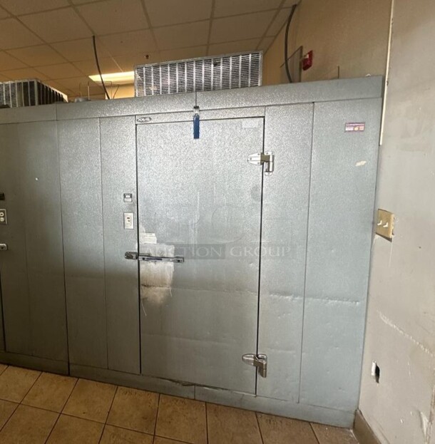 Norlake SELF CONTAINED 6'x8' Walk In Freezer Box w/ Floor, Norlake CPF075DC-A 115/208/230 Volt, 1 Phase Condenser and Copeland 208/230 Volt, 1 Phase Compressor. Picture of the Unit Before Removal Is Included In the Listing. - Image 1 of 8