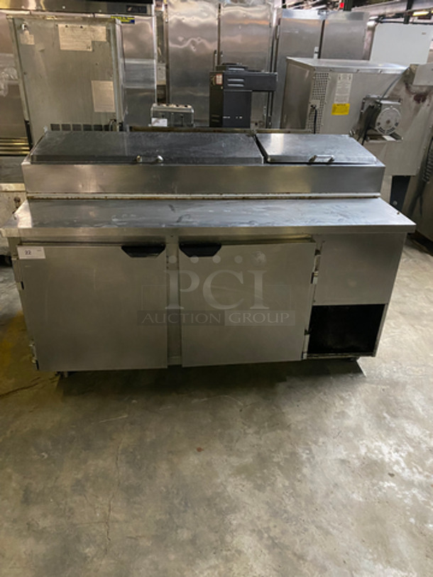 Beverage Air Commercial Refrigerated Pizza Prep Table! With 2 Door Storage Space! All Stainless Steel! Model: DP67 SN: 11803910 115V 60HZ 1 Phase - Image 1 of 10
