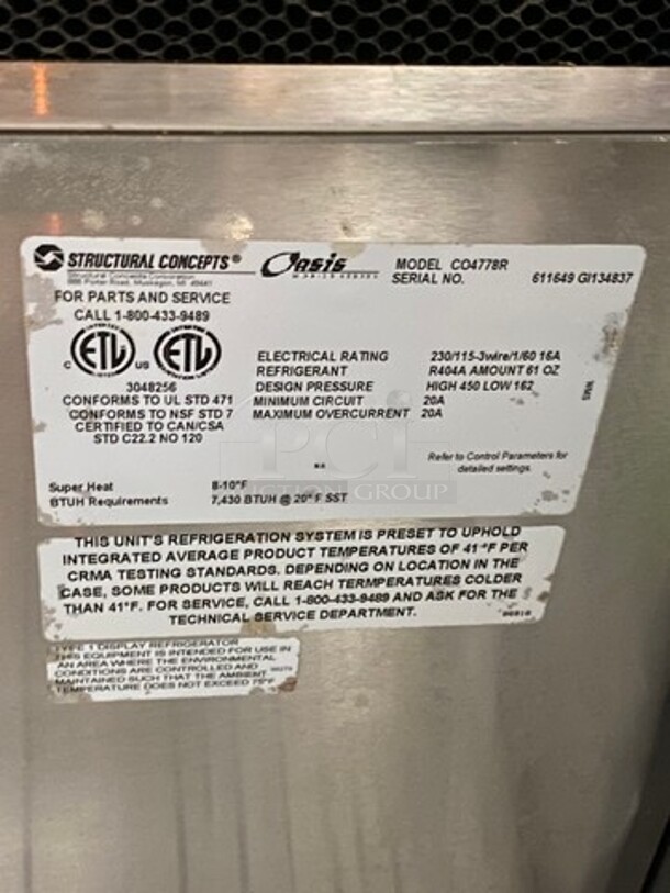 COOL! Commercial Refrigerated Open Grab-N-Go Case Merchandiser! With Shelves! Solid Stainless Steel! Model: CO4778R SN: 611649GI134837 115/230V 60HZ 1 Phase - Image 6 of 8