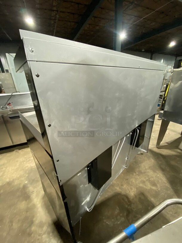 BEAUTIFUL! GARLAND All Stainless Steel Natural Gas Powered 6 Burner Range W/ Raised Right Side Flat Top W/ Cheese Melter! With 2 Ovens W/ Metal Racks! With Raised Over Back Splash & Slamander Shelf! On Legs! - Image 4 of 9