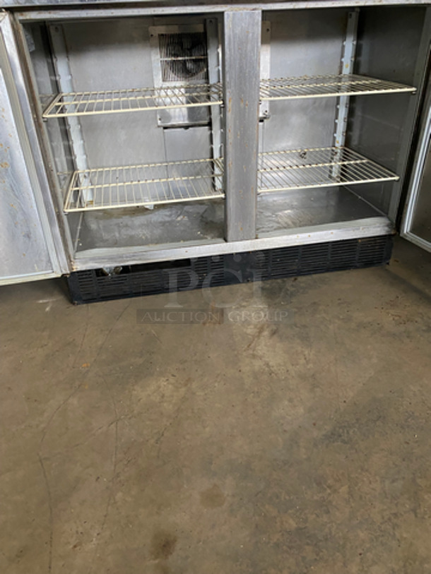 Duke Commercial 2 Door Worktop/ Lowboy Cooler! With Poly Coated Racks! With Backsplash! Stainless Steel With Wooden Pattern Body! Model: RUF-48M SN: 05070700 120V 60HZ 1 Phase - Image 5 of 9