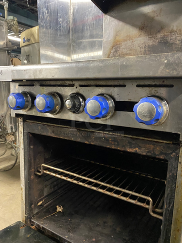 Imperial Commercial Natural Gas Powered 4 Burner Stove! With Raised Back Splash And Salamander Shelf! With Oven Underneath! All Stainless Steel! On Casters! - Image 10 of 11