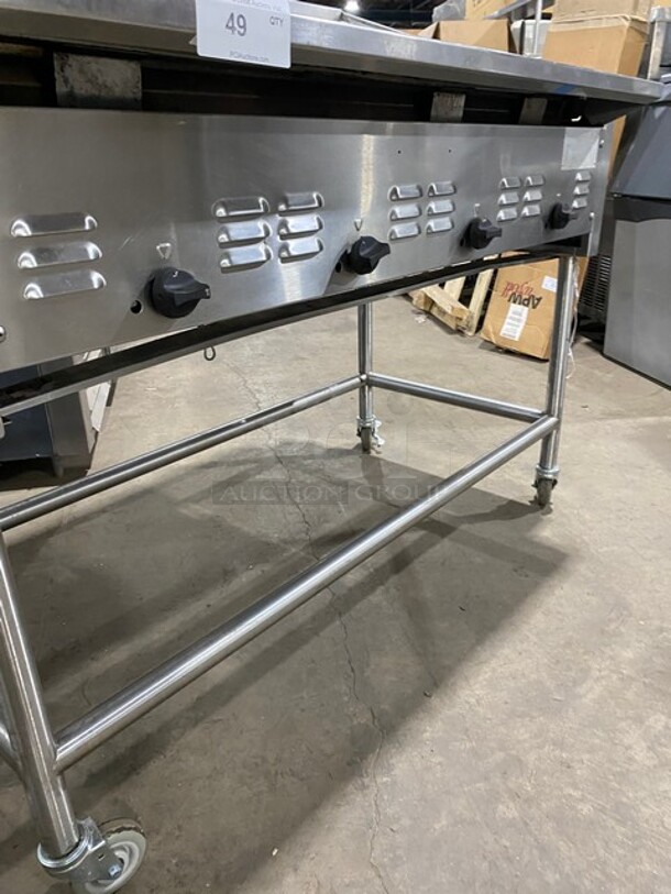 All Stainless Steel Commercial Natural Gas Powered Char Broiler Grill! With Back And Side Splashes! All Stainless Steel Stand ! On Commercial Casters! - Image 6 of 9
