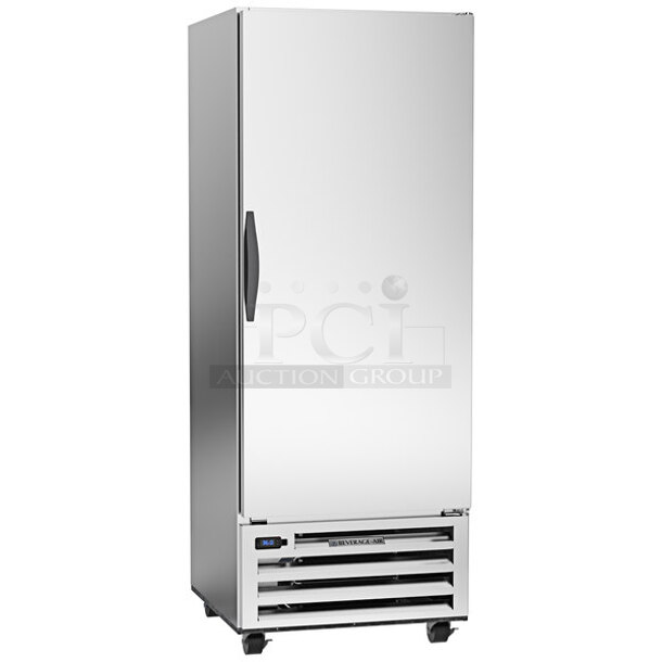 BRAND NEW SCRATCH AND DENT! Beverage Air RI18HC-18 Stainless Steel Commercial Single Door Reach In Cooler w/ Poly Coated Racks. 115 Volts, 1 Phase. Stock Picture Used as Gallery. Tested and Working! - Image 1 of 7
