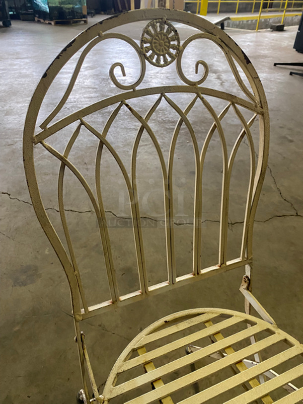 White Metal Foldable Patio Chairs! 15x Your Bid! - Image 7 of 9