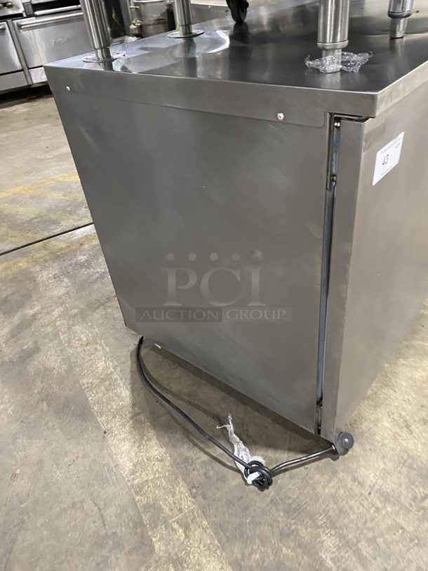 DELFIED Stainless Steel 2 Door  Worktop/Lowboy  Refrigerator W/ Poly Coated Racks! On Casters! Model UC4048 Serial 1101152001932 115V/60Hz/1 Phase  - Image 2 of 8