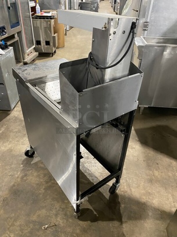 Henny Penny Commercial Floor Style Fryer Dump Station! With Overhead Heating Lamp! All Stainless Steel! Model FDS200! On Casters! - Image 4 of 8