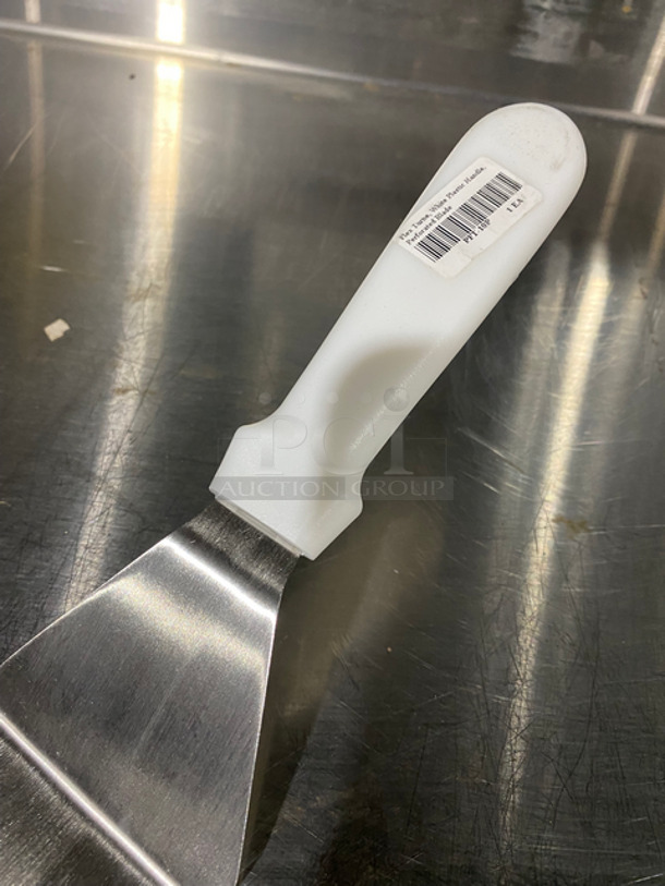 NEW! Stainless Steel Perforated Spatulas! With White Plastic Handle! 3x Your Bid! - Image 4 of 5