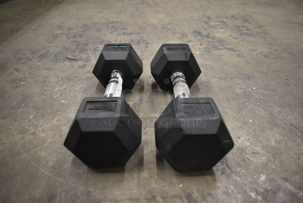 2 York/CFF Metal 10 Pound Rubber Hex Dumbbells. 2 Times Your Bid!