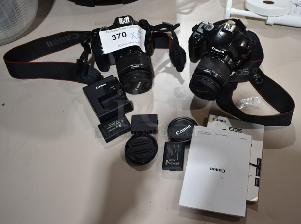 2 Canon Rebel T3 Digital Cameras w/ Lens and Strap. Comes w/ 3 Battery, 1 Charger, 2 Lens Caps. 2 Times Your Bid! - Image 1 of 12