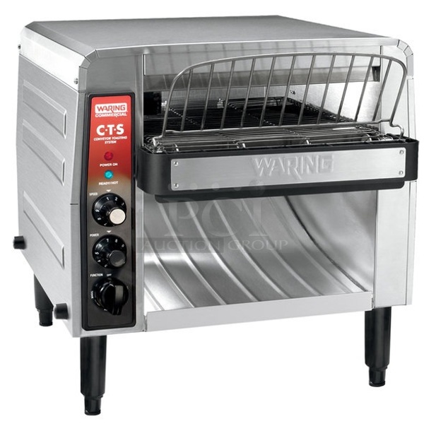 BRAND NEW SCRATCH AND DENT! Waring CTS1000B Stainless Steel Commercial Countertop Electric Powered Conveyor Oven. 208 Volts, 1 Phase.  - Image 1 of 6