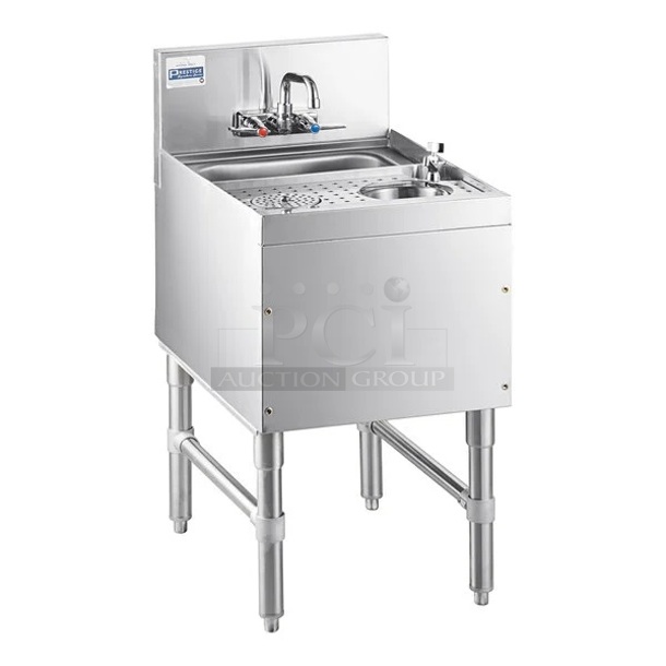BRAND NEW SCRATCH AND DENT! Advance Tabco Prestige Series PRCS-25-18 Underbar Hand Sink with Glass Rinser and Dipper Well - 25