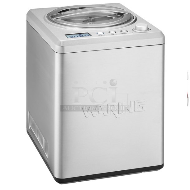BRAND NEW SCRATCH AND DENT! Waring WCIC25 Stainless Steel Countertop Ice Cream Maker. 110-120 Volts, 1 Phase. 