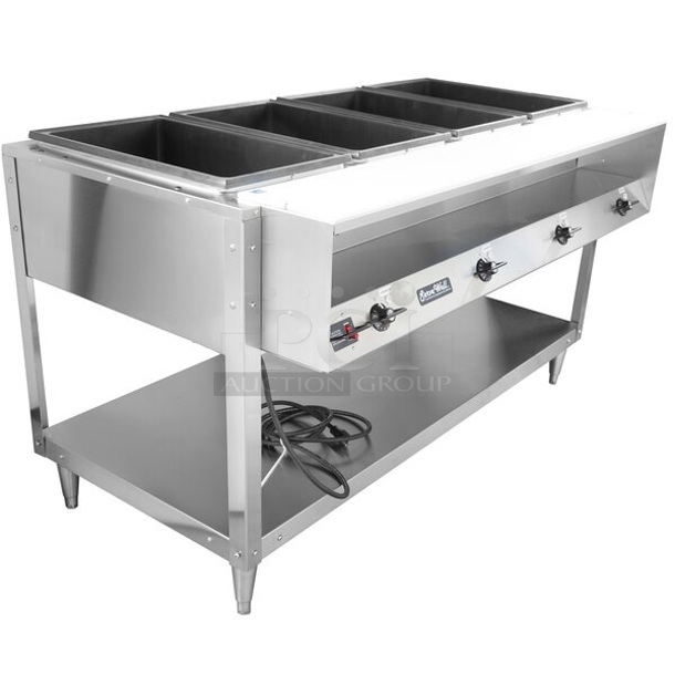 BRAND NEW SCRATCH AND DENT! Vollrath 38118 Commercial Stainless Steel ServeWell Electric Powered 4 Well Steam Table. 208-240 Volts.  - Image 1 of 9