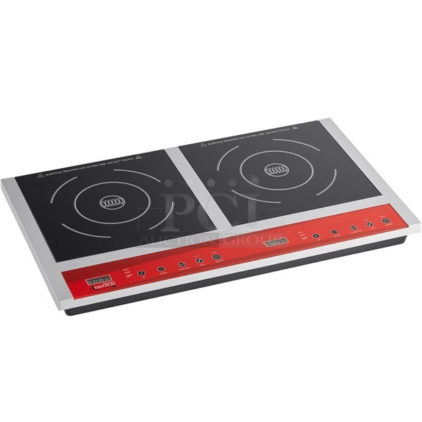 BRAND NEW SCRATCH AND DENT! 2023 Avantco 177IC18D8 Stainless Steel Double Countertop Induction Range / Cooker. 240 Volts, 1 Phase. - Item #1113849