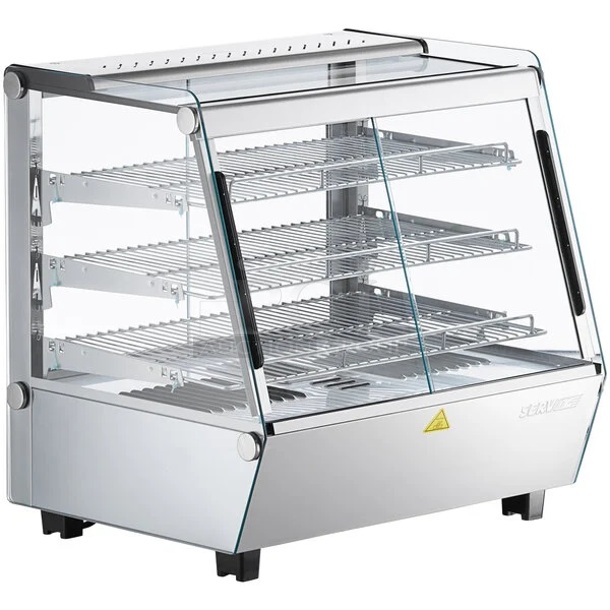 BRAND NEW SCRATCH AND DENT! ServIt 423HDM26SA 26" Self / Full Service 3 Shelf Countertop Heated Display Case with Sliding Doors. 120 Volts, 1 Phase. Tested and Working! - Image 1 of 8
