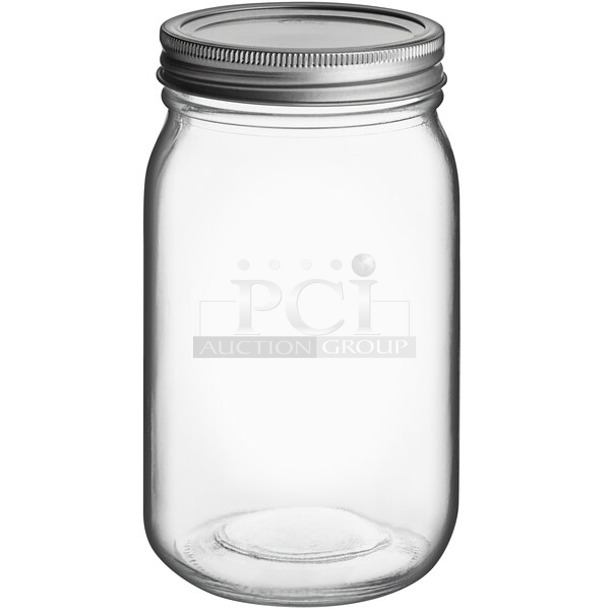 2 Boxes of 12 BRAND NEW SCRATCH AND DENT! Choice 407320ZWMCJ 32 oz. Quart Wide Mouth Glass Canning / Mason Jar with Silver Metal Lid and Band. 2 Times Your Bid!
