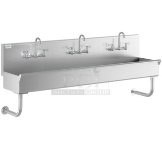 BRAND NEW SCRATCH AND DENT! Stainless Steel Commercial Wall Mount Multi Station Hand Sink. Does Not Come w/ Faucets. 