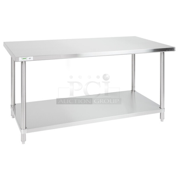 BRAND NEW SCRATCH AND DENT! Regency 600TS3072S 30" x 72" 16-Gauge 304 Stainless Steel Commercial Work Table with Undershelf. May Be Missing Pieces. - Image 1 of 2