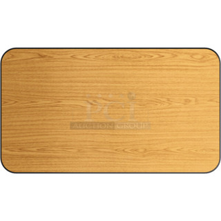2 BRAND NEW SCRATCH AND DENT! Lancaster Table & Seating Tables; 3492442T 24" x 42" Laminated Rectangular Table Top Reversible Walnut / Oak and Round Tabletop. 2 Times Your Bid!