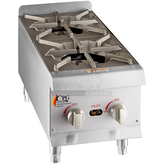 BRAND NEW SCRATCH AND DENT! 2023 Cooking Performance Group CPG 351RCPG12NL Stainless Steel Commercial Countertop Natural Gas Powered 2 Burner Range. 