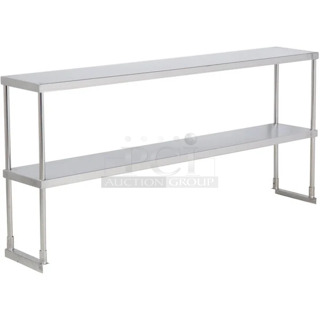BRAND NEW SCRATCH AND DENT! Avantco 178SSDOS7118 Stainless Steel Double Deck Overshelf - 18" x 70 3/8". May Be Missing Pieces. 