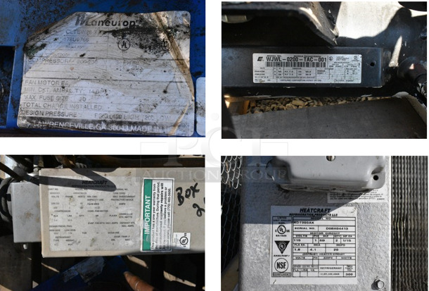4 Walk In Boxes that Make 1 10'x40' Combo Box w/ Laneurop CLTEW28-3 200-230 Volt, 3 Phase Compressor, Copeland WJWL-0200-TAC-001 208/230 Volt, 3 Phase Compressor, Heatcraft HWN008H2B 208-230 Volts, 1 Phase Compressor, Heatcraft ADT090AK 115 Volt, 1 Phase Evaporator Fan, Heatcraft ADT104AK 115 Volt, 1 Phase Evaporator Fan, Heatcraft SM090AE 115 Volt, 1 Phase Evaporator Fan, Heatcraft SM156AE 115 Volts, 1 Phase Evaporator Fan. 4 Times Your Bid! Information Provided By The Consignor But Not Verified By PCI Auctions. Picture of the Unit Before Removal Is Included In the Listing. - Image 11 of 12