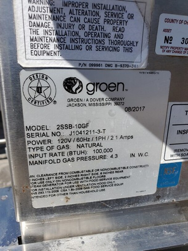 GROEN Natural Gas|Double Stack|Smart Steam Boilerless Steamer (Missing Handle)   - Image 3 of 11