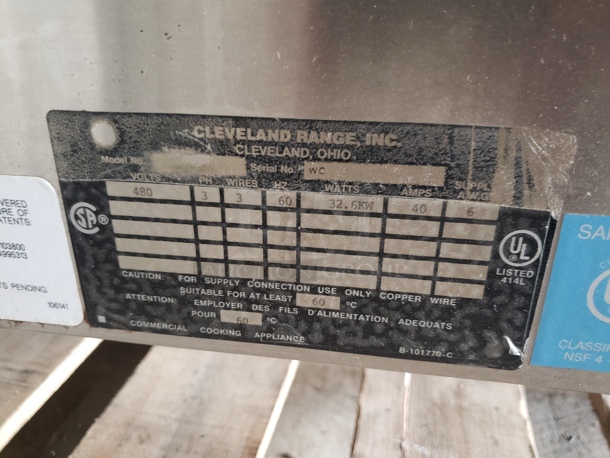 Cleveland SteamCraft Ultra 10 Convection Steamer! Electric 

480V
3 PH
60 Hz - Image 6 of 6