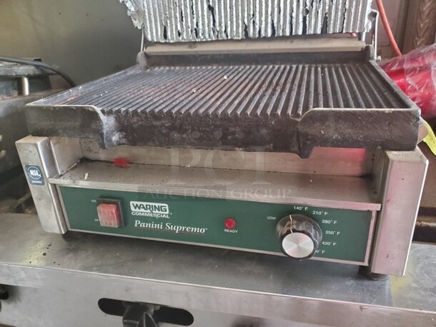 Waring WPG250 Panini Supremo Grooved Top & Bottom Panini Sandwich Grill with Timer - 14 1/2" x 11" Cooking Surface - 120V, 1800W - Image 3 of 5