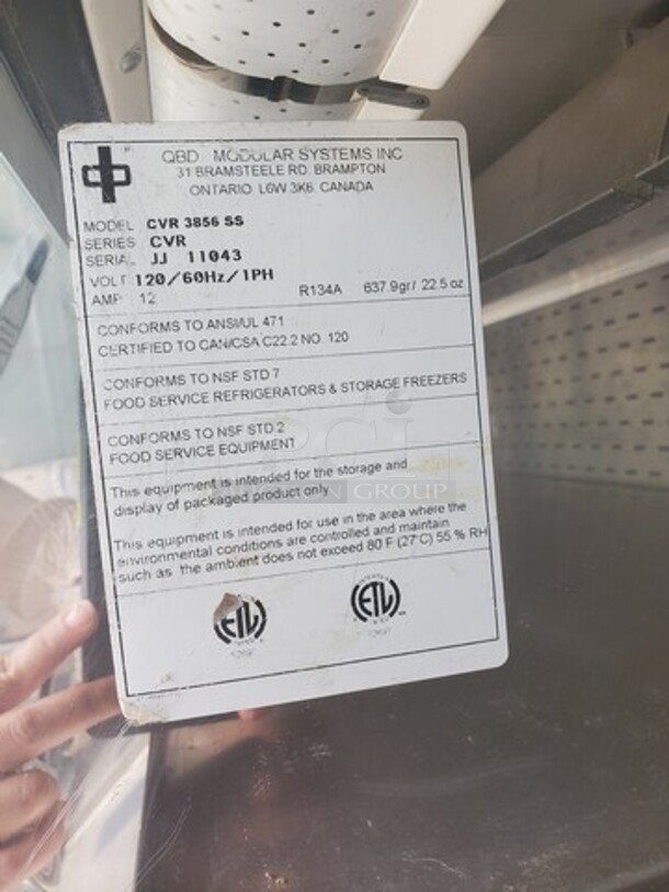 37" QBD CVR 3856 SS Cold display case, 120V SOLD AS IS  - Image 3 of 4