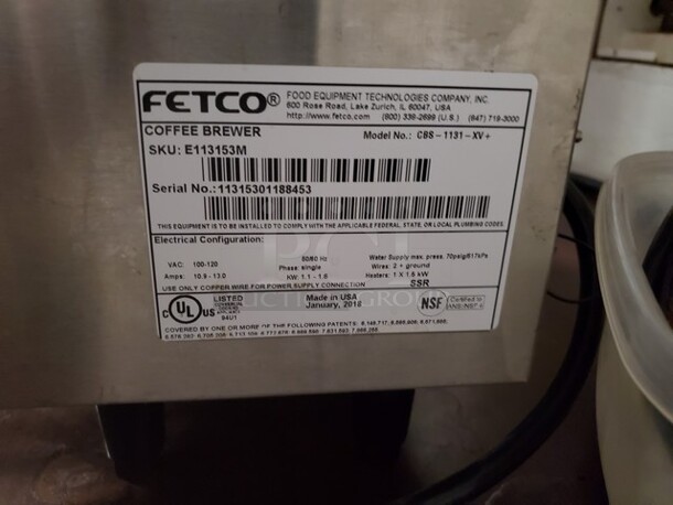 Fetco CBS-1131 XV+ Extractor Single Station Coffee Brewer 120V - Image 4 of 5