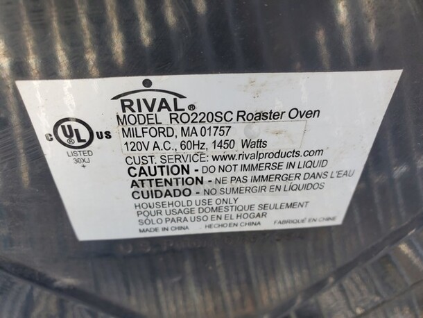 Rival 20qt Roaster Oven. Missing Knob - Image 4 of 4
