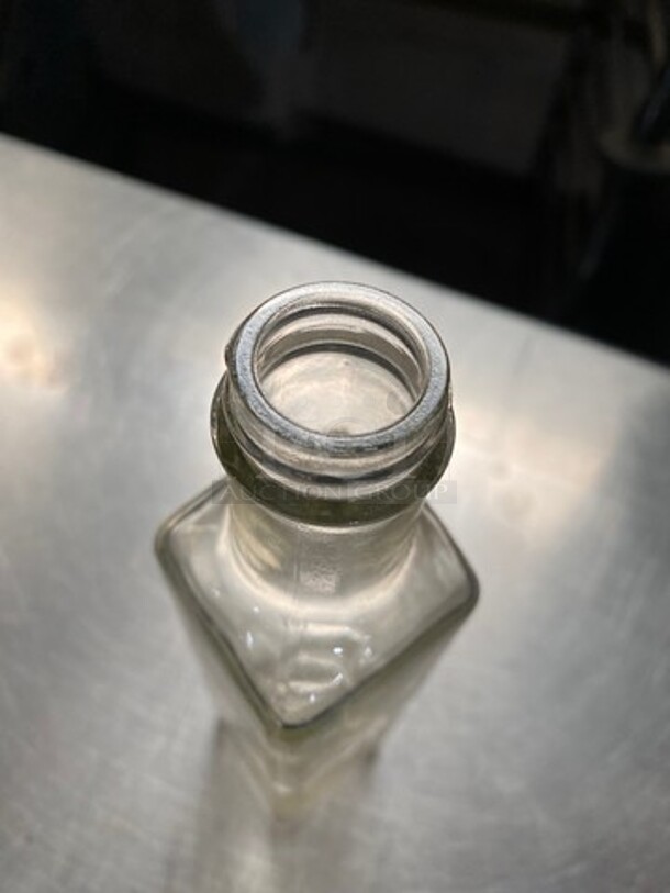 ALL ONE MONEY! Decorative Clear Glass Liquor Bottles! Includes Black Poly Crate! - Image 4 of 6