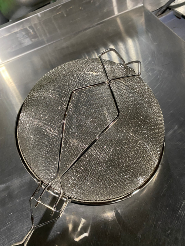 NEW! Winco 10.5" Round Metal Double Mesh Strainers! With Wooden Handle! 3x Your Bid! - Image 5 of 6